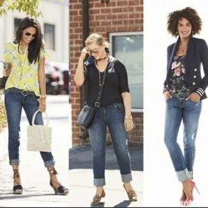 CABI Mojave slim boyfriend jeans distressed stretch mid-rise (50)